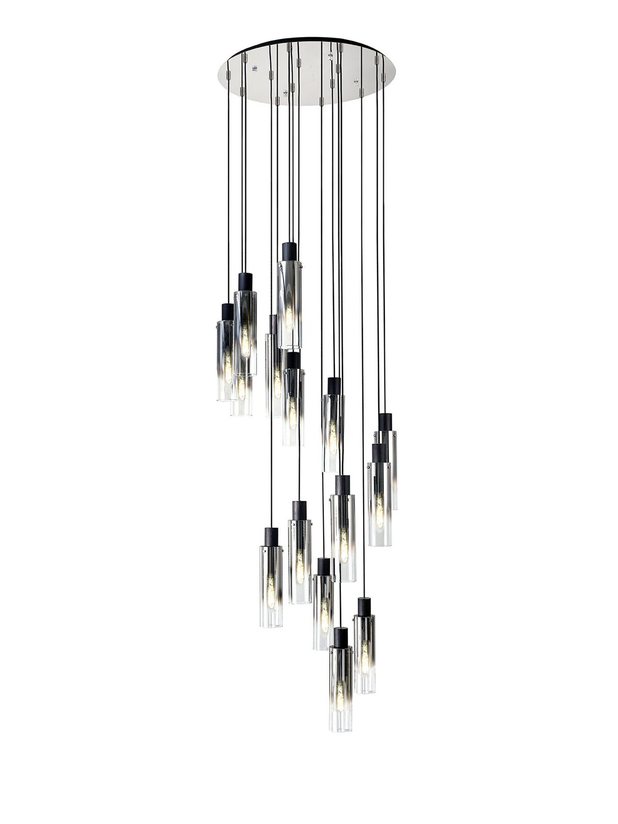 BUN2948 Bunda Slim Round 15 Light Pendant Black/Chrome/Smoke Fade