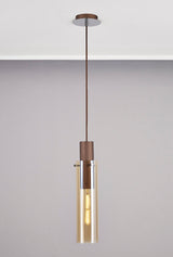 BUN4619 Bunda Slim 1 Light Pendant Mocha/Chrome/Amber