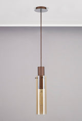 BUN4619 Bunda Slim 1 Light Pendant Mocha/Chrome/Amber