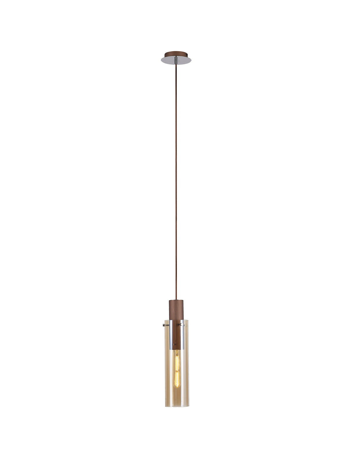 BUN4619 Bunda Slim 1 Light Pendant Mocha/Chrome/Amber