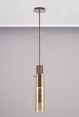 BUN4619 Bunda Slim 1 Light Pendant Mocha/Chrome/Amber