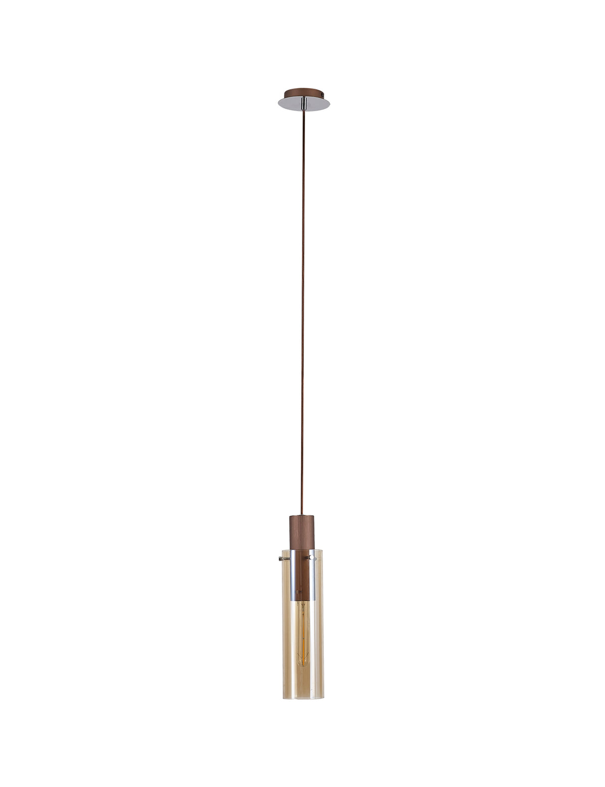 BUN4619 Bunda Slim 1 Light Pendant Mocha/Chrome/Amber