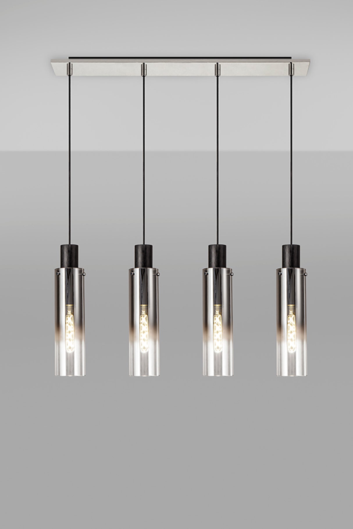 BUN4948 Bunda Slim 4 Light Pendant Black/Chrome/Smoke Fade