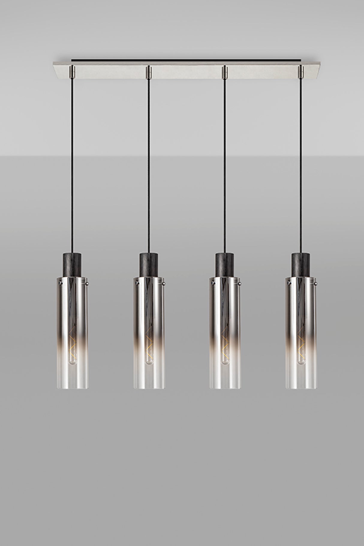 BUN4948 Bunda Slim 4 Light Pendant Black/Chrome/Smoke Fade