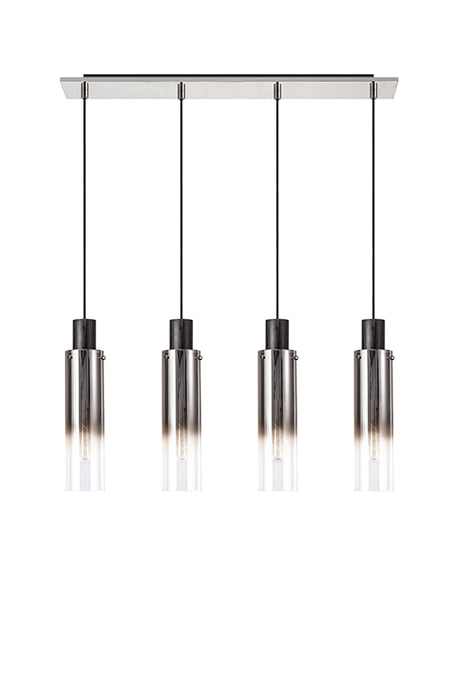 BUN4948 Bunda Slim 4 Light Pendant Black/Chrome/Smoke Fade