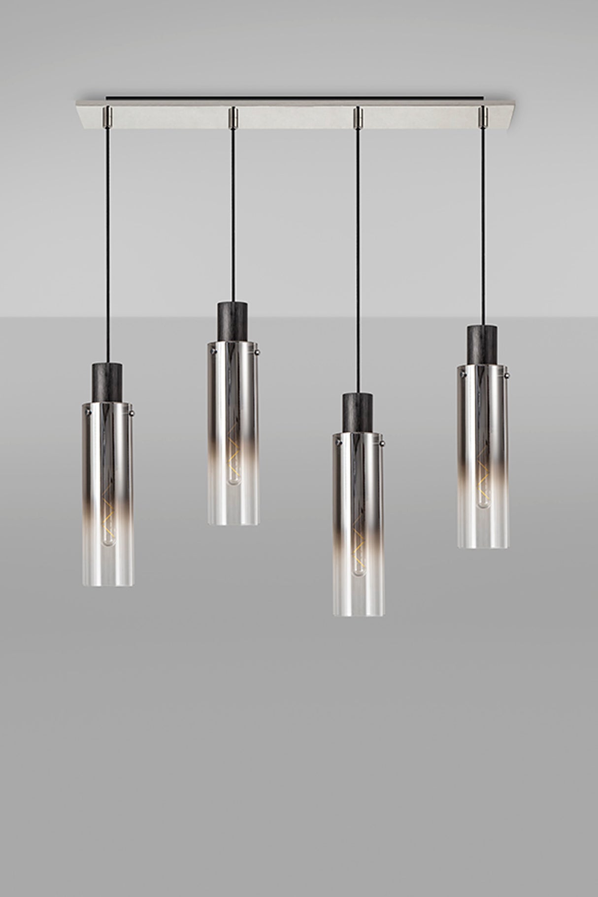 BUN4948 Bunda Slim 4 Light Pendant Black/Chrome/Smoke Fade