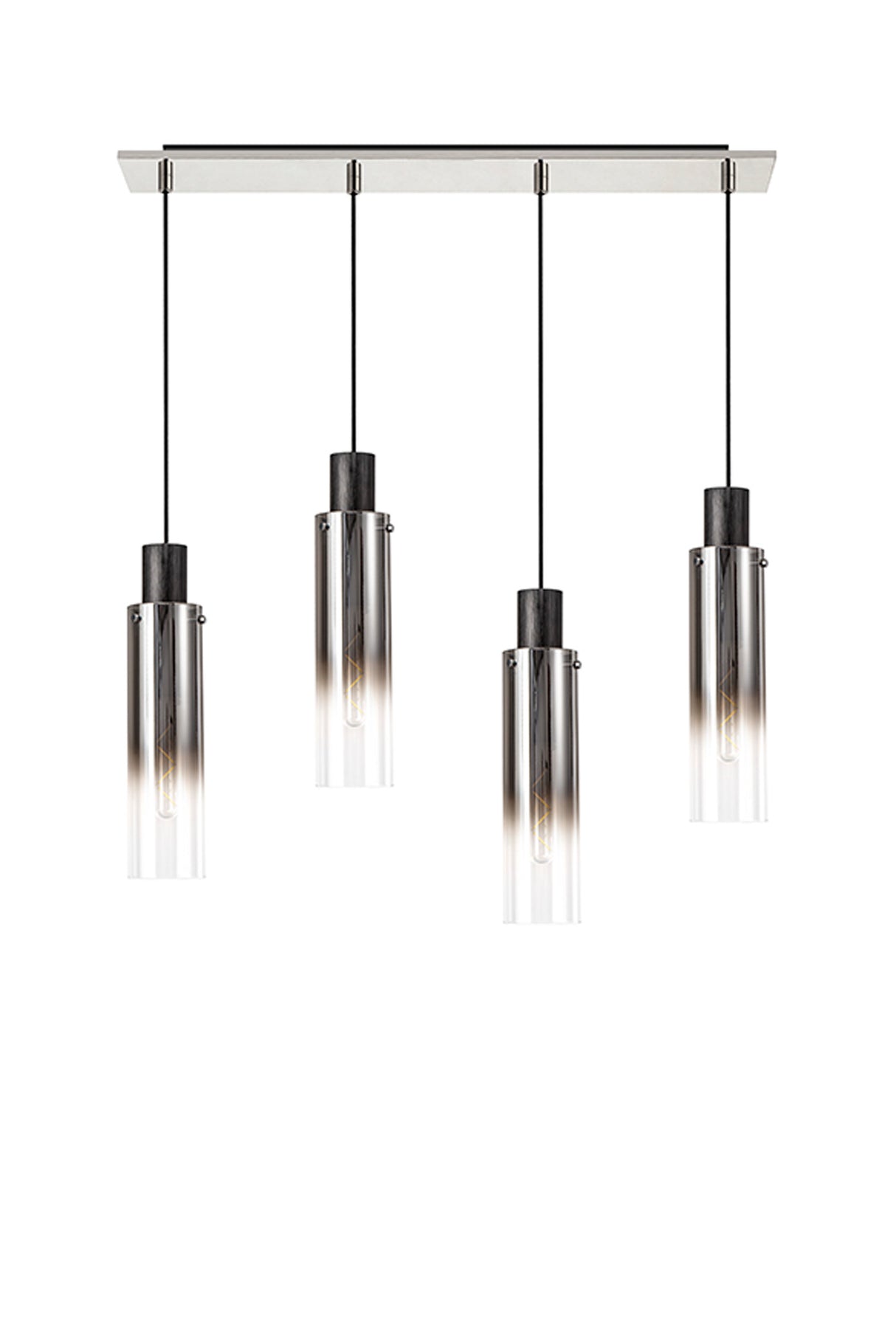 BUN4948 Bunda Slim 4 Light Pendant Black/Chrome/Smoke Fade