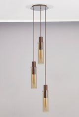 BUN5619 Bunda Slim 3 Light Pendant Mocha/Chrome/Amber