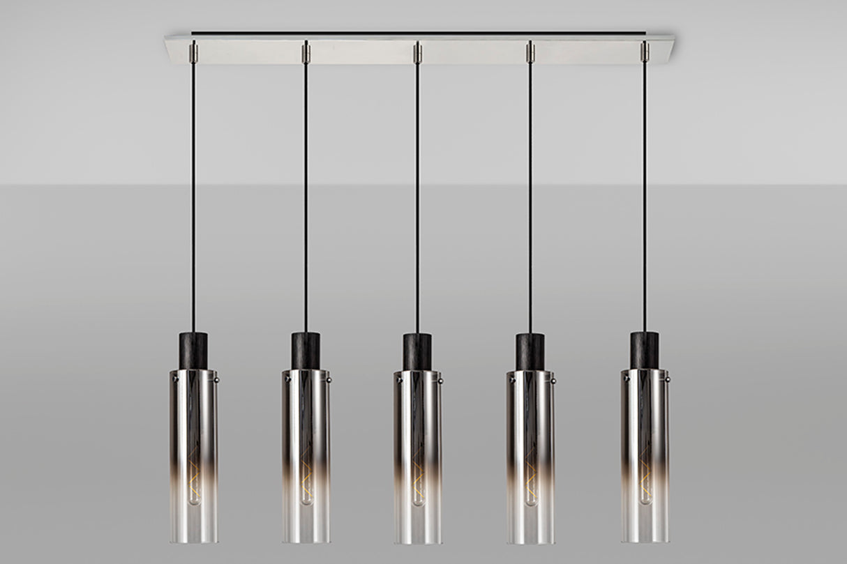 BUN5948 Bunda Slim 5 Light Pendant Black/Chrome/Smoked Fade