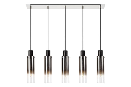 BUN5948 Bunda Slim 5 Light Pendant Black/Chrome/Smoked Fade