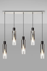 BUN5948 Bunda Slim 5 Light Pendant Black/Chrome/Smoked Fade