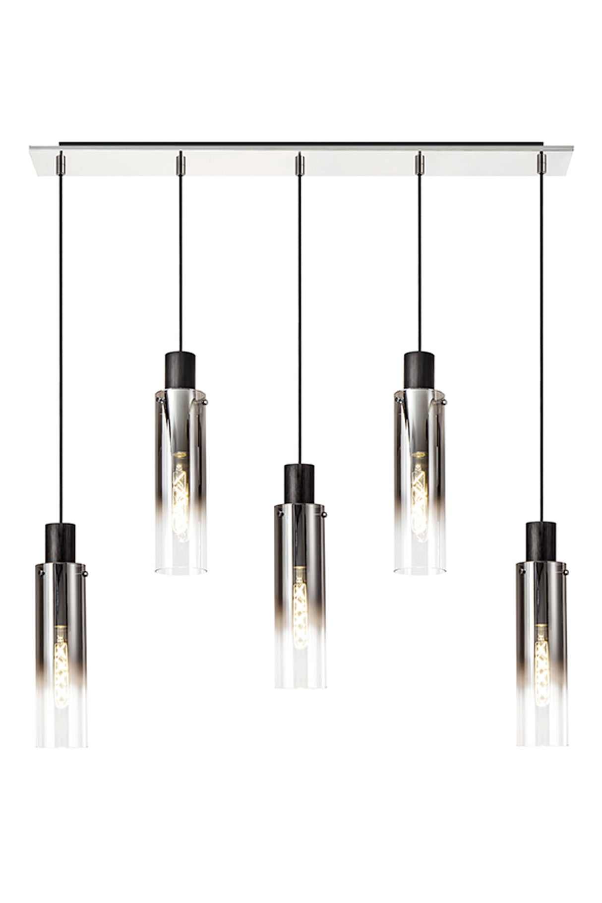 BUN5948 Bunda Slim 5 Light Pendant Black/Chrome/Smoked Fade