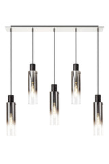 BUN5948 Bunda Slim 5 Light Pendant Black/Chrome/Smoked Fade