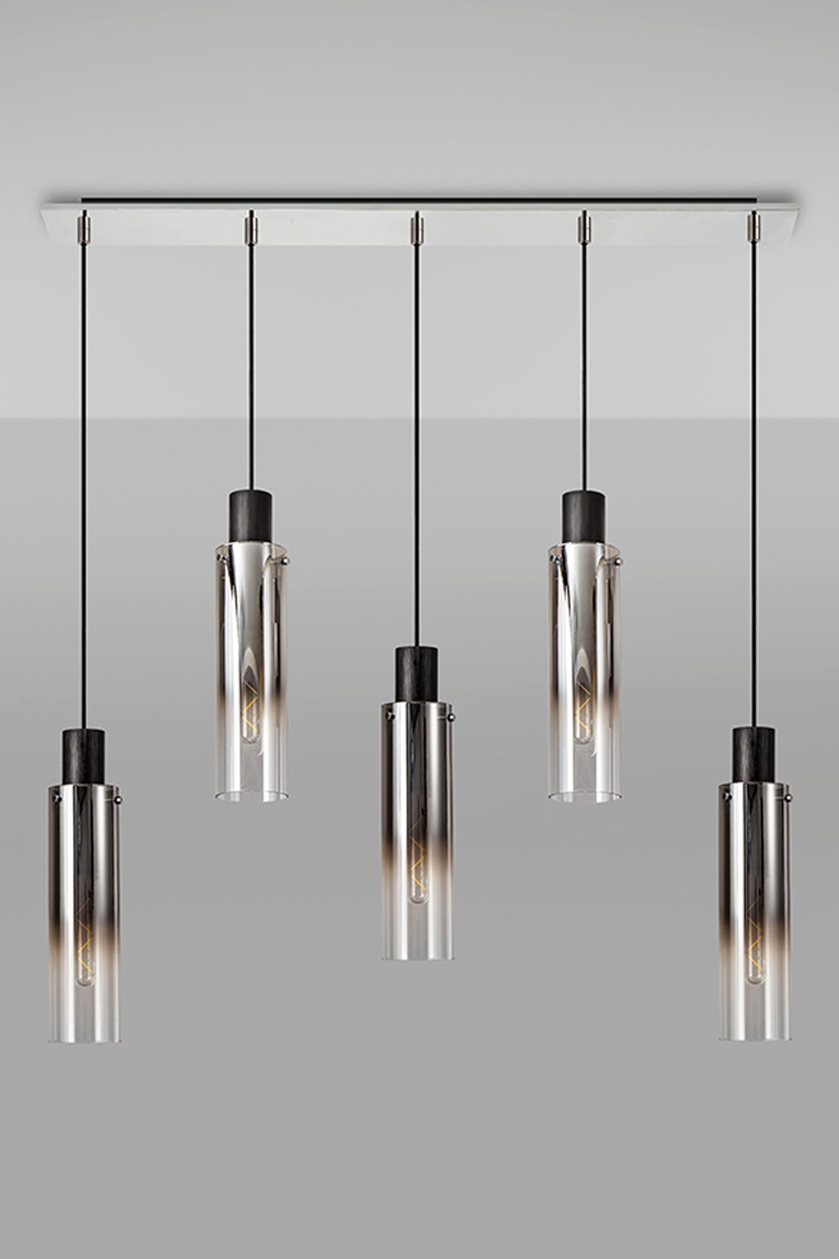 BUN5948 Bunda Slim 5 Light Pendant Black/Chrome/Smoked Fade