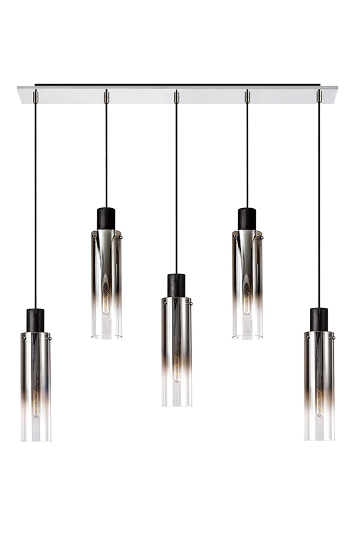 BUN5948 Bunda Slim 5 Light Pendant Black/Chrome/Smoked Fade