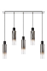 BUN5948 Bunda Slim 5 Light Pendant Black/Chrome/Smoked Fade