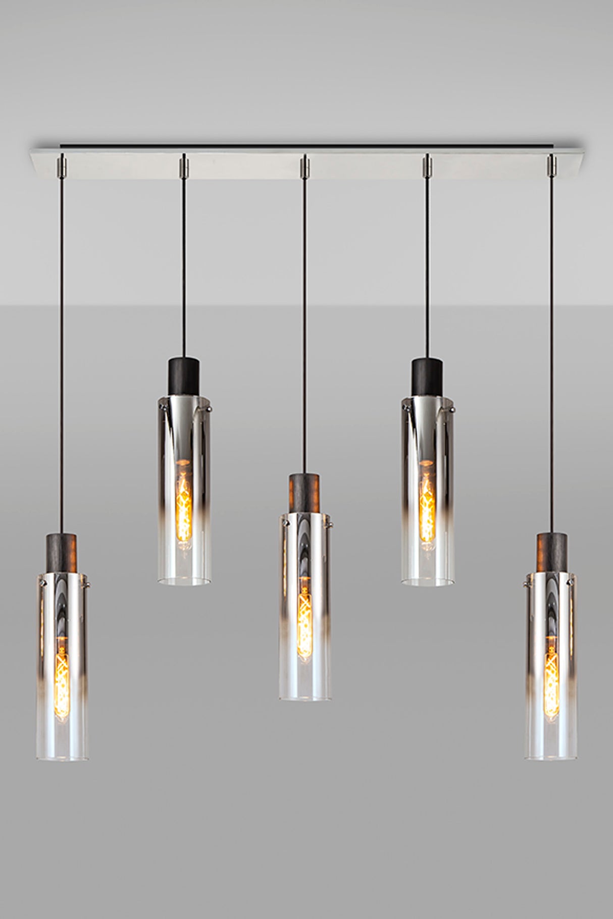 BUN5948 Bunda Slim 5 Light Pendant Black/Chrome/Smoked Fade