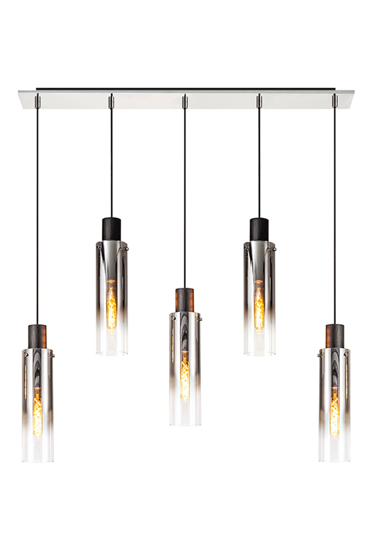 BUN5948 Bunda Slim 5 Light Pendant Black/Chrome/Smoked Fade