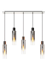 BUN5948 Bunda Slim 5 Light Pendant Black/Chrome/Smoked Fade