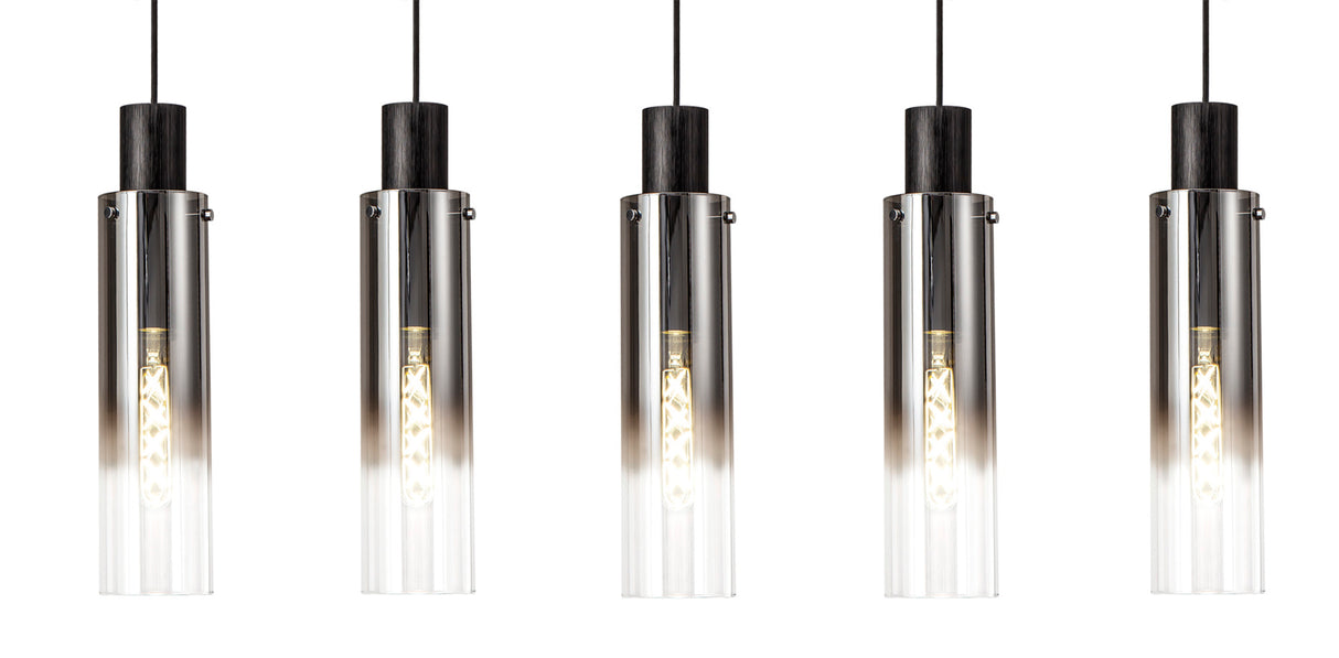 BUN5948 Bunda Slim 5 Light Pendant Black/Chrome/Smoked Fade