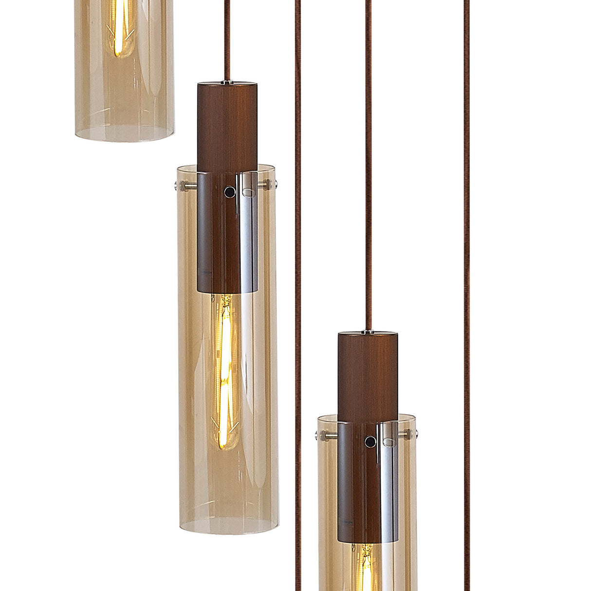 BUN6619 Bunda Slim 5 Light Pendant Mocha/Chrome/Amber