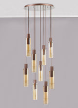 BUN7619 Bunda Slim 9 Light Pendant Mocha/Chrome/Amber