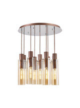 BUN7619 Bunda Slim 9 Light Pendant Mocha/Chrome/Amber