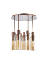 BUN7619 Bunda Slim 9 Light Pendant Mocha/Chrome/Amber