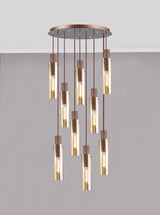 BUN7619 Bunda Slim 9 Light Pendant Mocha/Chrome/Amber