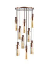 BUN7619 Bunda Slim 9 Light Pendant Mocha/Chrome/Amber