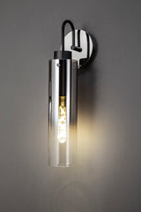 BUN7848 Bunda Slim 1 Light Wall Light in a Black/Chrome/Smoke Fade Finish