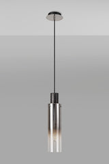 BUN8848 Bunda Slim Round 1 Light Pendant in a Black/Chrome/Smoke Fade Finish