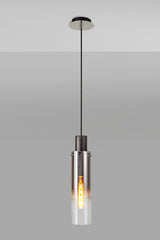 BUN8848 Bunda Slim Round 1 Light Pendant in a Black/Chrome/Smoke Fade Finish