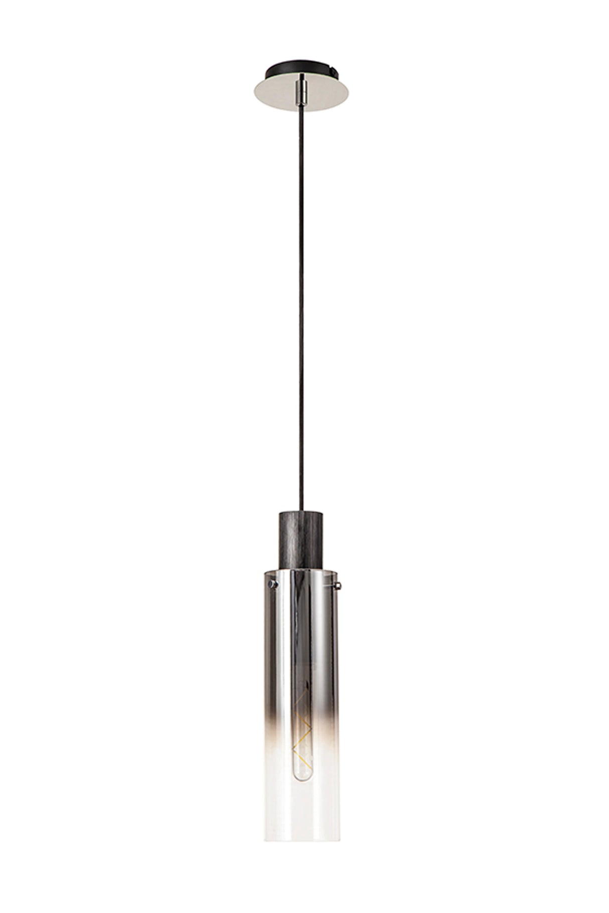 BUN8848 Bunda Slim Round 1 Light Pendant in a Black/Chrome/Smoke Fade Finish