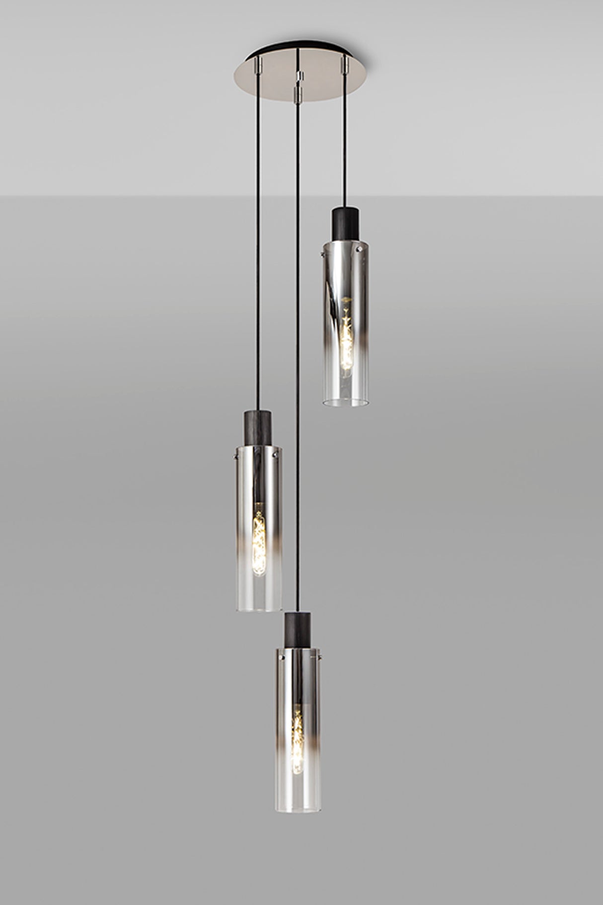 BUN9848 Bunda Slim 3 Light Pendant Black/Chrome/Smoke Fade