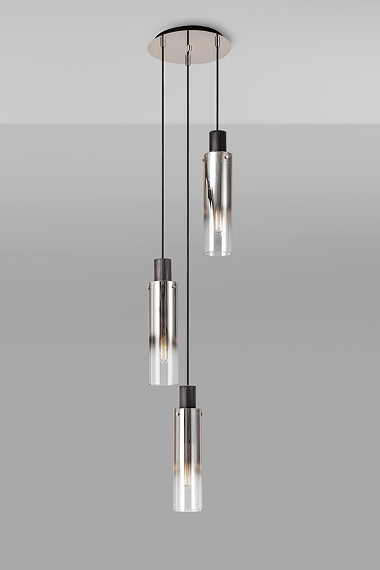 BUN9848 Bunda Slim 3 Light Pendant Black/Chrome/Smoke Fade