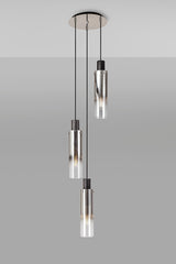 BUN9848 Bunda Slim 3 Light Pendant Black/Chrome/Smoke Fade