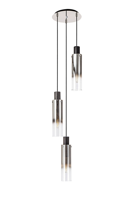 BUN9848 Bunda Slim 3 Light Pendant Black/Chrome/Smoke Fade