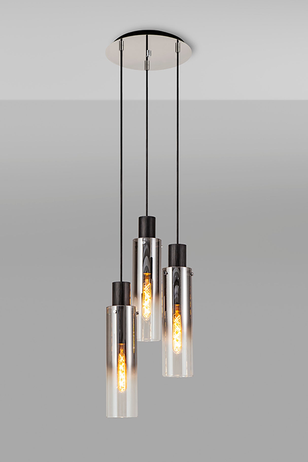 BUN9848 Bunda Slim 3 Light Pendant Black/Chrome/Smoke Fade