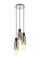 BUN9848 Bunda Slim 3 Light Pendant Black/Chrome/Smoke Fade