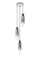 BUN9848 Bunda Slim 3 Light Pendant Black/Chrome/Smoke Fade