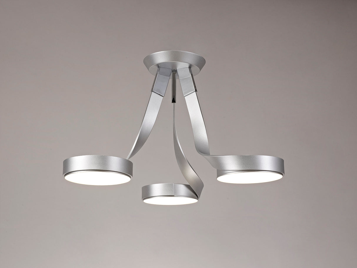 CAP9407 Capella Semi Ceiling 3 Light 36W LED in a Chrome/Silver/Frosted Finish