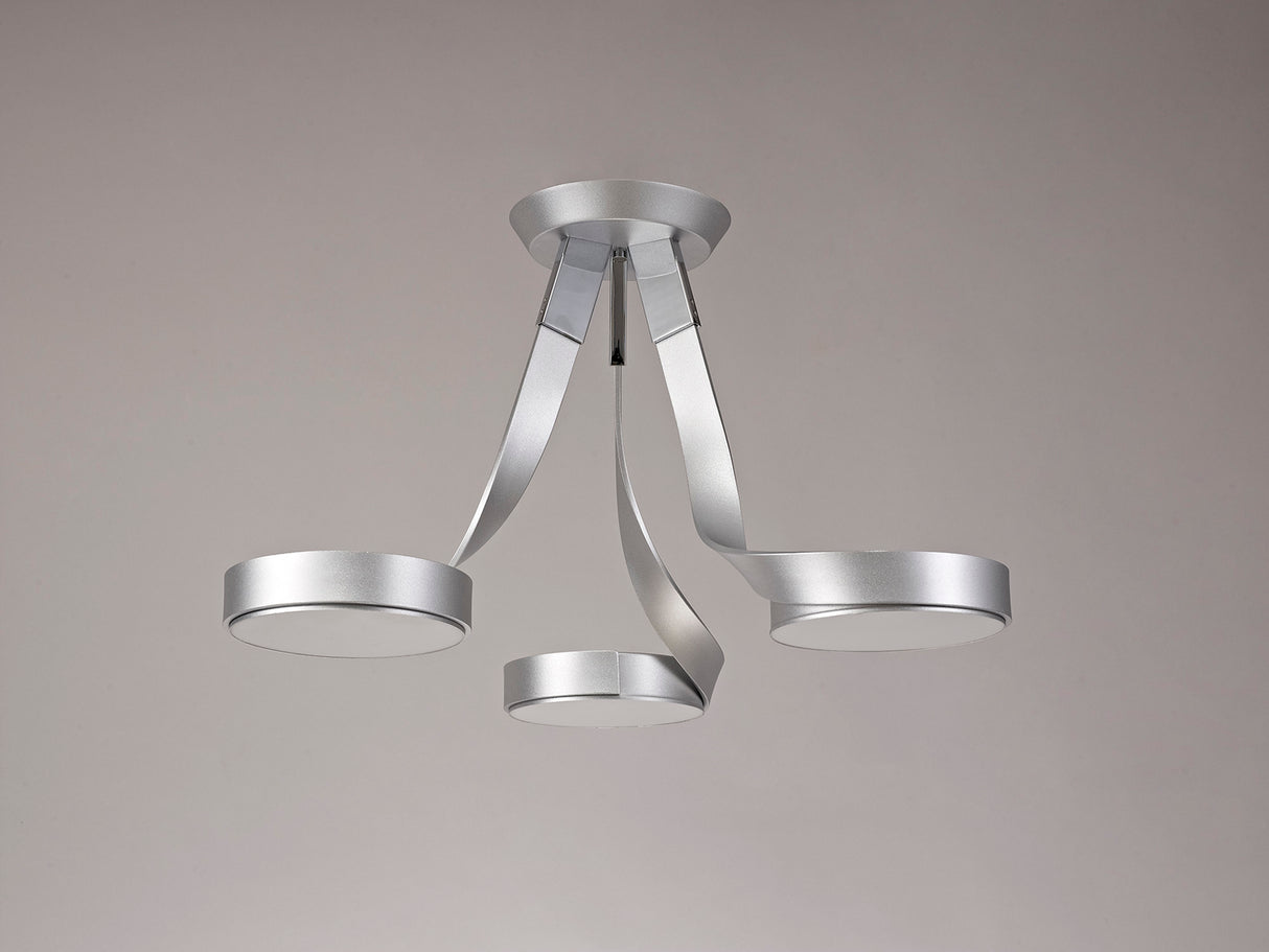 CAP9407 Capella Semi Ceiling 3 Light 36W LED in a Chrome/Silver/Frosted Finish