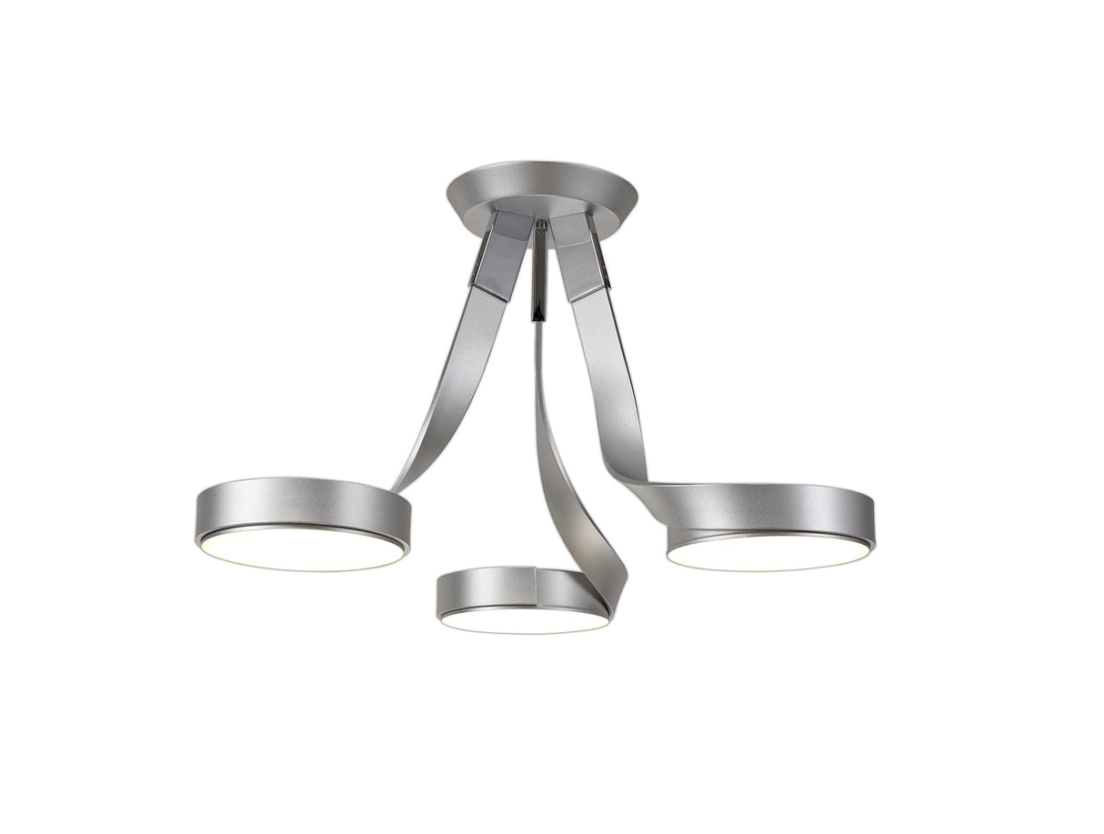 CAP9407 Capella Semi Ceiling 3 Light 36W LED in a Chrome/Silver/Frosted Finish