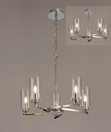 DAB0137 Dabih Pendant/Semi Ceiling 5 Light in a Polished Nickel/Clear Finish and Clear Crystal