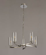 DAB0137 Dabih Pendant/Semi Ceiling 5 Light in a Polished Nickel/Clear Finish and Clear Crystal