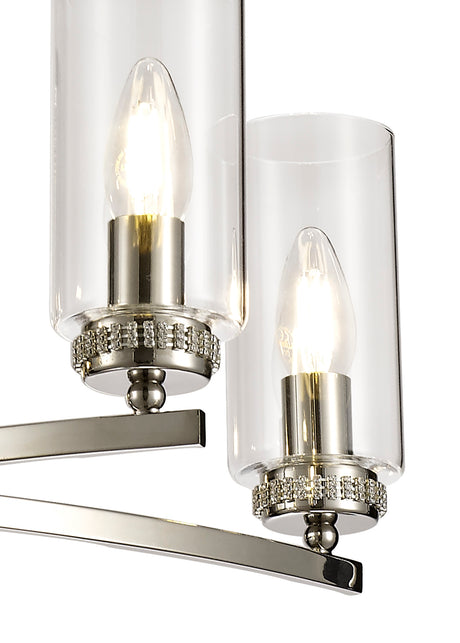 DAB0137 Dabih Pendant/Semi Ceiling 5 Light in a Polished Nickel/Clear Finish and Clear Crystal