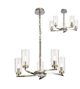 DAB0137 Dabih Pendant/Semi Ceiling 5 Light in a Polished Nickel/Clear Finish and Clear Crystal