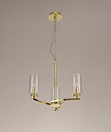 DAB0237 Dabih Pendant/Semi Ceiling 3 Light in a Polished Gold/Clear Finish and Clear Crystal