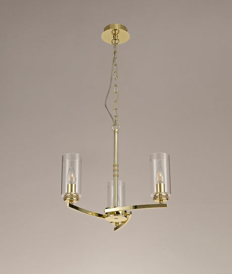 DAB0237 Dabih Pendant/Semi Ceiling 3 Light in a Polished Gold/Clear Finish and Clear Crystal